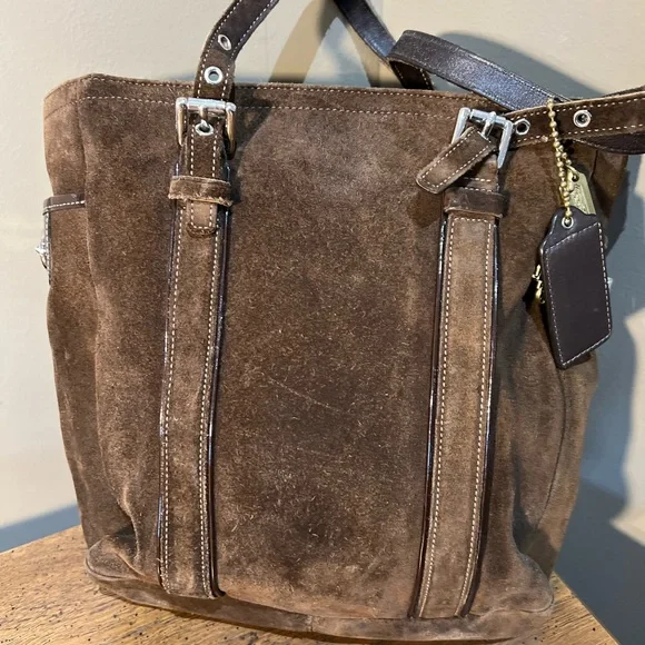 COACH Brown Leather Suede Hampton Tote Bag - Picture 12 of 12